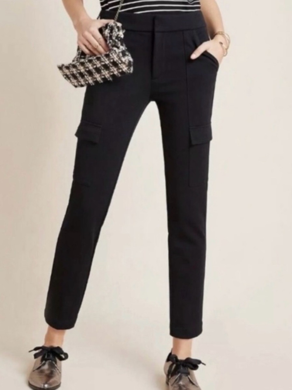 Anthropologie Essential Slim Cargo Pants Black